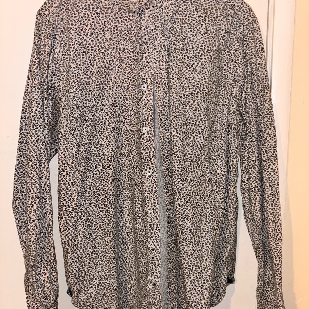 Casual Brown and Black Button Down Shirt Relaxed Fit
